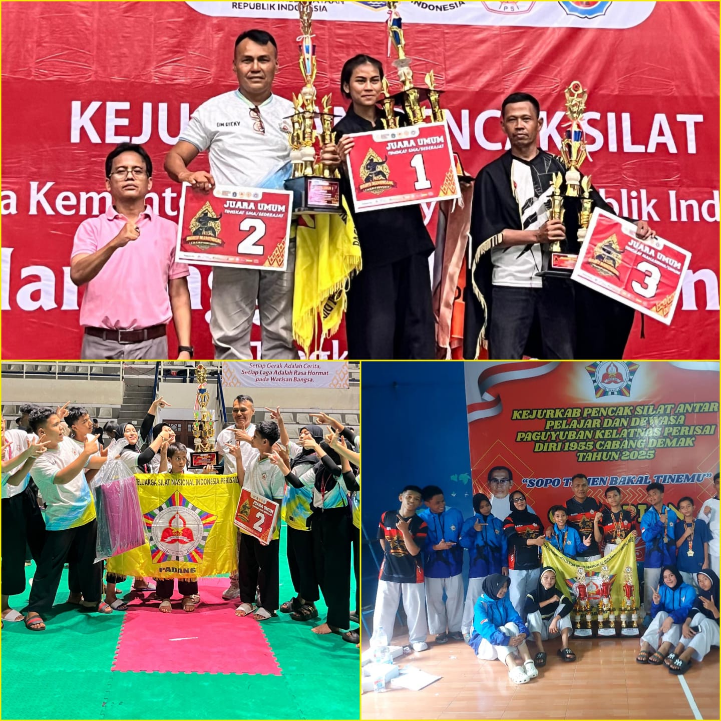 Pelatih Perguruan Silat Paguyuban Kesilatnas Perisai Diri 1955 Sumatera Barat, Ricky Mendoza (dua ndari kiri) menerima penghargaan Juara Umum II di salah satu kejuaraan silat nasional yang digelar beberapa waktu lalu.